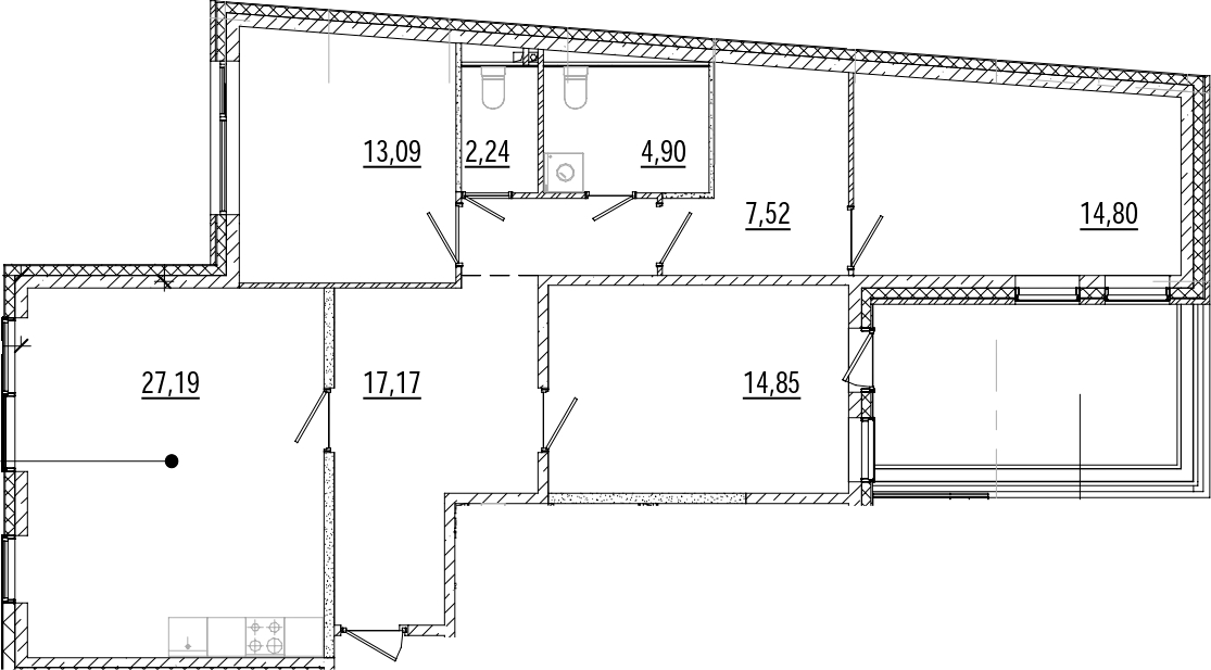 3-комнатная квартира 105.42 м², 1/9 эт., ЖК «Мануфактура James Beck»